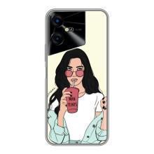 Силиконовый Чехол на Tecno POVA Neo 3 с картинкой Стильных Девушек (С напитком)