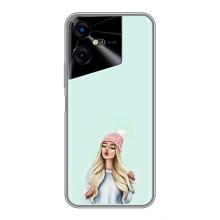 Силиконовый Чехол на Tecno POVA Neo 3 с картинкой Стильных Девушек (В шапке)