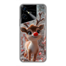 Яркий чехол для Tecno POVA Neo 3 с Зимними Оленятами