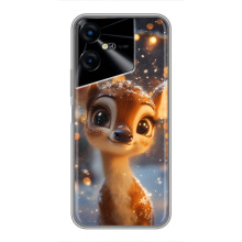 Яркий чехол для Tecno POVA Neo 3 с Зимними Оленятами – Оленёнок среди гирлянд