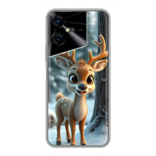 Яркий чехол для Tecno POVA Neo 3 с Зимними Оленятами – Оленёнок в лесу