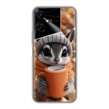Печатный чехол «Зверята с кофе» для Tecno POVA Neo 3