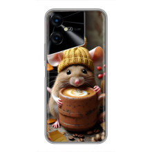 Печатный чехол «Зверята с кофе» для Tecno POVA Neo 3 – Медведь с кофе