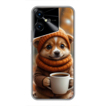 Печатный чехол «Зверята с кофе» для Tecno POVA Neo 3 – Песик с кофе
