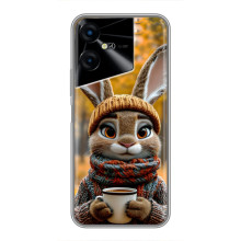 Печатный чехол «Зверята с кофе» для Tecno POVA Neo 3 – Зайчик с кофе