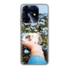 Чехлы с изображением разных животных для TECNO Spark 10 Pro (Ежик на руках)