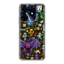 Чехол Майнкрафт на TECNO Spark 10 Pro (AlphaPrint) Minecraft (Коллаж Майнкрафт)
