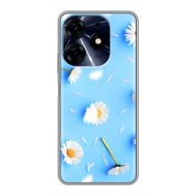 Чехол с Цветами для TECNO Spark 10 Pro (ромашки на голубом)