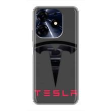 Силиконовый бампер с картинкой машины на TECNO Spark 10 Pro – Logo TESLA