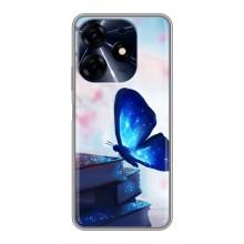 Силиконовый бампер с картинкой животных для TECNO Spark 10 Pro (Бабочка синяя)