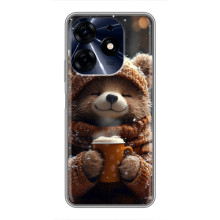 Печатный чехол «Зверята с кофе» для TECNO Spark 10 Pro – Мишка с кофе