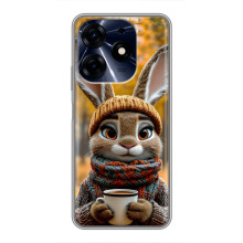 Печатный чехол «Зверята с кофе» для TECNO Spark 10 Pro – Зайчик с кофе
