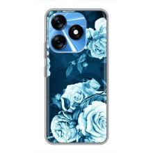 Чехлы (ART) Цветы на TECNO Spark 10 (VPrint) (Голубые Бутоны)