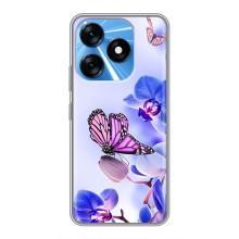 Чехлы с Цветами для TECNO Spark 10 (VPrint) (Бабочка на цветочке)