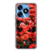 Чехлы с Цветами для TECNO Spark 10 (VPrint) (Цветы красные)