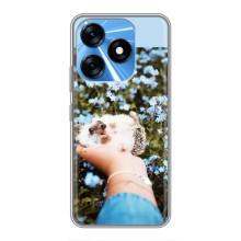 Чехлы с изображением разных животных для TECNO Spark 10 (Ежик на руках)