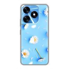 Чехол с Цветами для TECNO Spark 10 (ромашки на голубом)