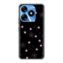 Чохол з розовим принтом для TECNO Spark 10 (Рожеві квіти на чорному)