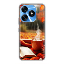 Чехол с уникальным дизайном «Осень с кофе» для TECNO Spark 10 – Кофе и дождь