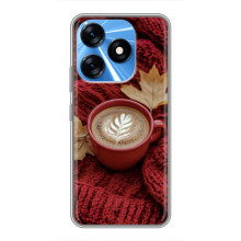 Чехол с уникальным дизайном «Осень с кофе» для TECNO Spark 10 – Кофе на пледе