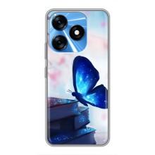 Силиконовый бампер с картинкой животных для TECNO Spark 10 (Бабочка синяя)