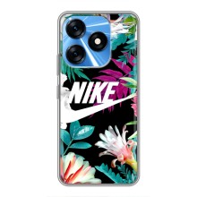 Силіконовый Чохол на TECNO Spark 10 з картинкою НАЙК (Квітковий Nike)