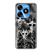 Силиконовый чехол с КАРТИНКАМИ лето для TECNO Spark 10 (AlphaPrint) (Жирафы в очках)
