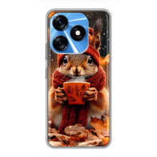 Печатный чехол «Зверята с кофе» для TECNO Spark 10 – Белка с кофе