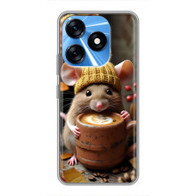 Печатный чехол «Зверята с кофе» для TECNO Spark 10 – Медведь с кофе