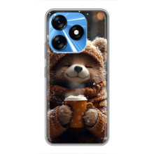 Печатный чехол «Зверята с кофе» для TECNO Spark 10 – Мишка с кофе
