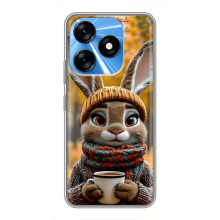 Печатный чехол «Зверята с кофе» для TECNO Spark 10 – Зайчик с кофе
