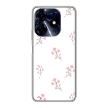 Чехол с розовым рисунком для TECNO Spark 10c (Розовые цветы)