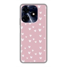Чехол с розовым рисунком для TECNO Spark 10c (Сердечки на розовом)