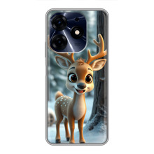 Яркий чехол для TECNO Spark 10c с Зимними Оленятами – Оленёнок в лесу