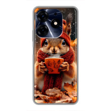 Друкований чохол 'Звірята з кавою' для TECNO Spark 10c – Білка з кавою