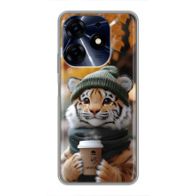 Друкований чохол 'Звірята з кавою' для TECNO Spark 10c – Тигр з кавою