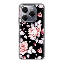 Чохли з квітами для TECNO Spark 20 Pro (VPrint) (Квіти на чорному)