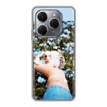 Чехлы с изображением разных животных для TECNO Spark 20 Pro (Ежик на руках)
