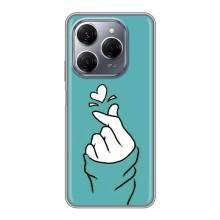 Чехлы (Знак сердечка) на TECNO Spark 20 Pro – Сердечко на бирюзовом