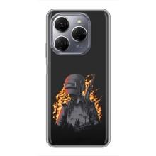 Силиконовый чехол с картинкой "Герой Pubg" на TECNO Spark 20 Pro – В огне