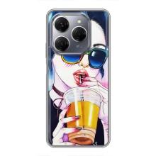Чехол с картинкой Модные Девчонки TECNO Spark 20 Pro – Девушка с коктейлем