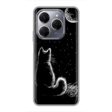 Чохол з принтом для TECNO Spark 20 Pro (AlphaPrint) Модні коти (Котик і місяць)