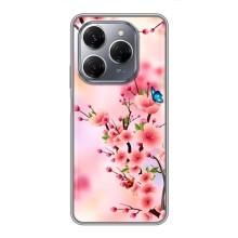 Чохол з картинкою Сакури на TECNO Spark 20 Pro – Метелики на сакурі