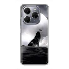 Чохол з Вовком на TECNO Spark 20 Pro – Вовк і місяць
