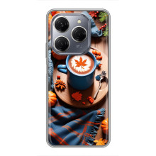 Чехол с уникальным дизайном «Осень с кофе» для TECNO Spark 20 Pro – Кофе и тыквы