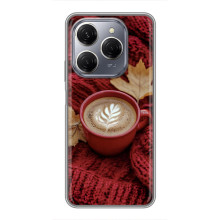 Чехол с уникальным дизайном «Осень с кофе» для TECNO Spark 20 Pro – Кофе на пледе