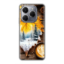 Чехол с уникальным дизайном «Осень с кофе» для TECNO Spark 20 Pro – Осенне-зимнее кофе