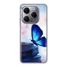 Силиконовый бампер с картинкой животных для TECNO Spark 20 Pro (Бабочка синяя)