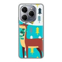 Силиконовый бампер с картинкой животных для TECNO Spark 20 Pro (Олень с шарфом)