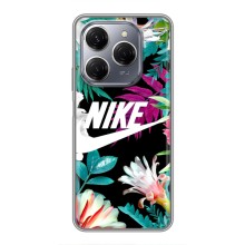 Силіконовый Чохол на TECNO Spark 20 Pro з картинкою НАЙК (Квітковий Nike)